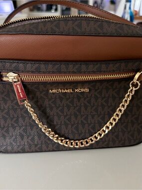 Michael Kors Brown and Dark Brown Logo Chain, crossbody
